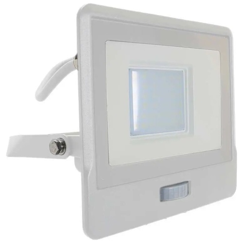 V-TAC Προβολέας LED Samsung chip 30W Ψυχρό λευκό 6500K Λευκό σώμα με ανιχνευτή 1m καλώδιο 20300