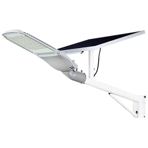 V-TAC LED ηλιακό φωτιστικό δρόμου Samsung 50W ψυχρό λευκό 6000K με γκρι/λευκό σώμα για ιστό & τοίχο με τηλεχειριστήριο