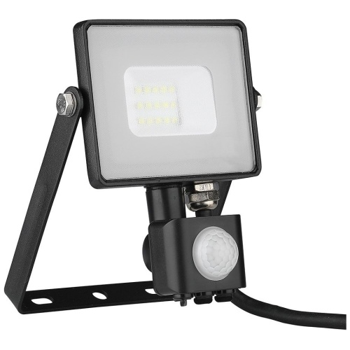 LED Προβολέας 10W slim SMD SAMSUNG CHIP με Ανιχνευτή Κίνησης IP65 Μαύρος Θερμό Λευκό 5 Χρόνια Εγγύηση 436