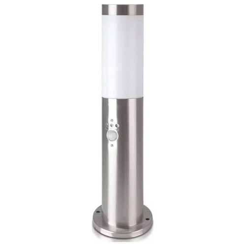 V-TAC Επιδαπέδιο Φωτιστικό Κήπου Κολωνάκι E27 45cm 100° Στρογγυλό Αδιάβροχο IP44 με Αισθητήρα Κίνησης Ανοξείδωτο Ατσάλι Σατινέ Νίκελ Σώμα 8964