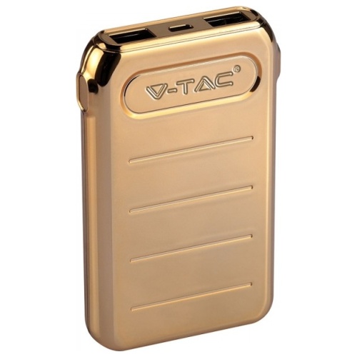 Φορτιστής Μπαταριά Power Bank 10000mAh με δύο Θύρες USB, micro USB & Type C Χρώμα Χρυσό 8907