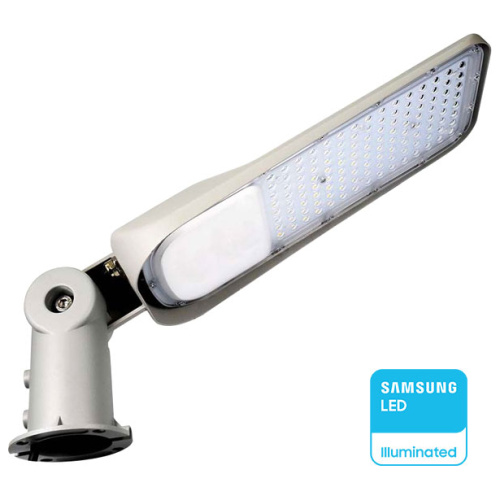 V-TAC Φωτιστικό Δρόμου LED SLIM 50W 100° 5000lm IP65 Samsung Chip με Αισθητήρα Μέρας-Νύχτας Ψυχρό Λευκό Γκρι Σώμα 20433