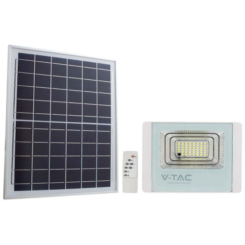 V-TAC Ηλιακός Προβολέας LED 200W 3100lm 120° IP65 με Χειριστήριο Άσπρο Σώμα Φυσικό Λευκό 10413