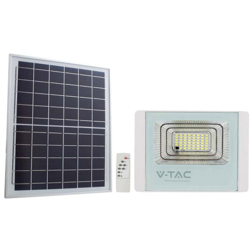 V-TAC Ηλιακός Προβολέας LED 60W 1650lm 120° IP65 με Χειριστήριο Άσπρο Σώμα Φυσικό Λευκό 10408