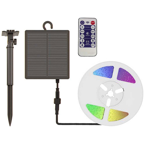 V-TAC Κιτ Ηλιακής Ταινίας LED RGB SMD 1.8W 120lm 60LEDs/m 120° IP67 με Τηλεχειριστήριο και Τοποθέτηση 2σε1 23046 (5 μέτρα)