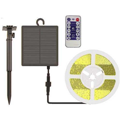 V-TAC Κιτ Ηλιακής Ταινίας LED SMD 1.8W 120lm 60LEDs/m 120° IP67 με Τηλεχειριστήριο και Τοποθέτηση 2σε1 Ζεστό Λευκό 23044 (5 μέτρα)