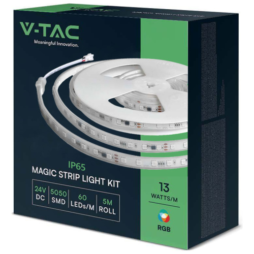 V-TAC Κιτ Ταινίας Magic LED RGB WiFi-Bluetooth 24V DC 13W SMD 5050 60LEDs/m 120° IP65 με Τηλεχειριστήριο και Τροφοδοτικό 23146 (5μέτρα)