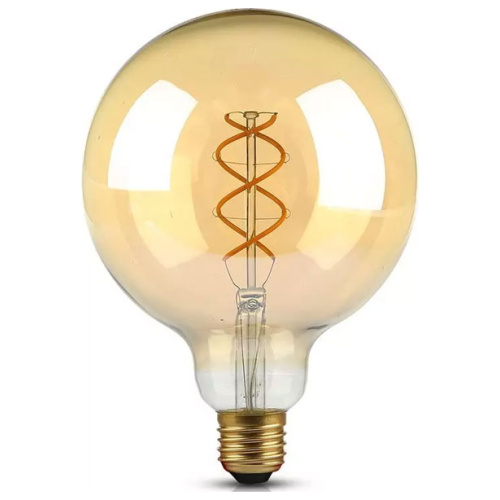 V-TAC Λάμπα LED Filament Ε27 G125 5W 300lm 300° Ζεστό Λευκό Amber Γυαλί 217216