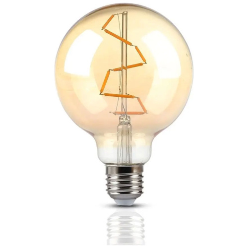 V-TAC Λάμπα Led Filament E27 G95 4W 230V 350lm 300° IP20 Ζεστό Λευκό Amber Γυαλί 217146