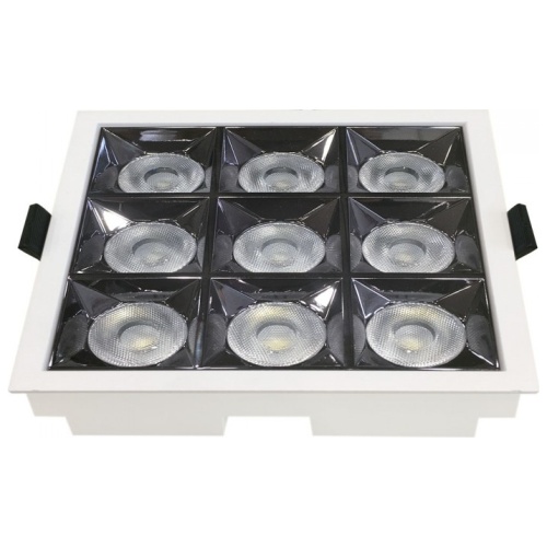 LED Φωτιστικό Χωνευτό Τετράγωνο 13cm x 13cm 36W Με Ανακλαστήρα 38° και 9 SAMSUNG CHIP Θερμό Λευκό 999