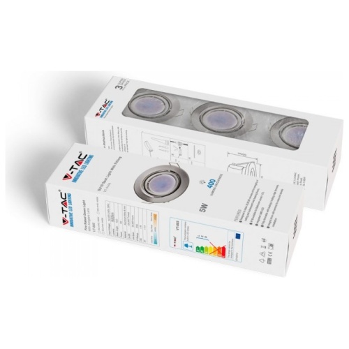 LED Set V-TAC Ολοκληρωμένο Φωτιστικό Σποτ GU10 5W Πακέτο 3 Τεμαχίων Ψυχρό Λευκό 6400Κ 8883