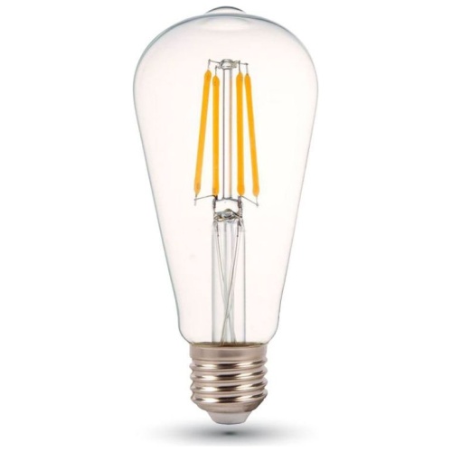 LED V-TAC Λάμπα 4W Filament E27 ST64 SAMSUNG CHIP Διάφανο Θερμό Λευκό 2700Κ Dimmable 7414