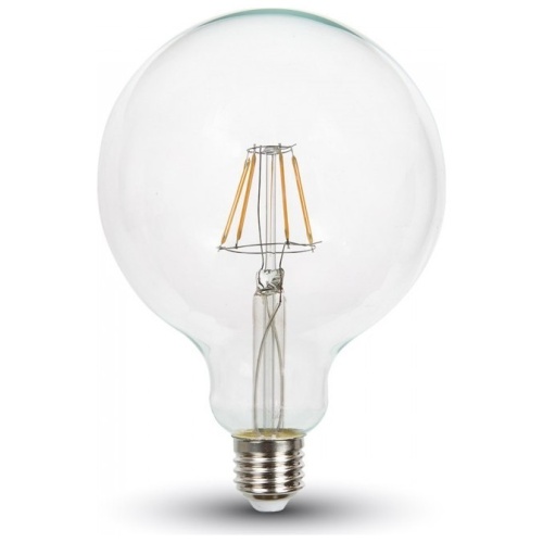 LED V-TAC Λάμπα Ε27 6W Filament G125 Διάφανο Ψυχρό Λευκό 6400K 7427