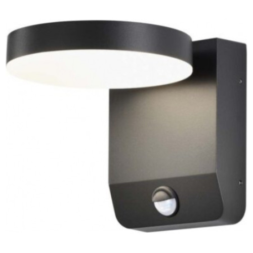 V-TAC LED απλίκα 17W IP65 στρογγυλή 4000K φυσικό λευκό με μαύρο σώμα και ανιχνευτή SKU: 2957