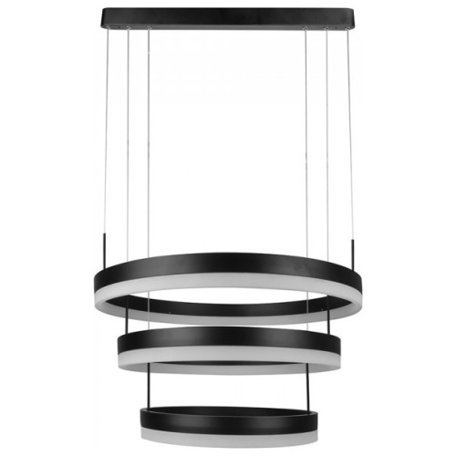 Soft Light V-TAC Κυκλικός Πολυέλαιος με τρεις δακτυλίους  Μαύρος 92W  Dimmable Θερμό Λευκό 3990