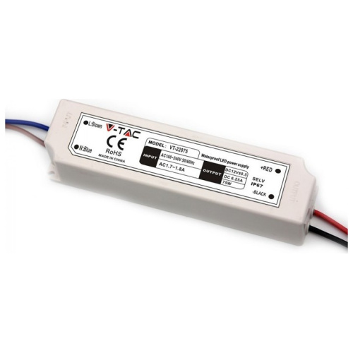 Τροφοδοτικό Αδιάβροχο Πλαστικό IP67 για LED 75W 6A 12V 3235