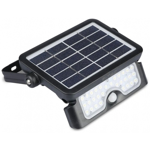 V-TAC LED Ηλιακός Προβολέας 5W 500ml 3000mAh Μαύρος με Ανιχνευτή κίνησης 180° 4000K Φως Ημέρας 8547