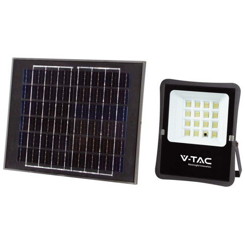 V-TAC Στεγανός Ηλιακός Προβολέας IP65 Ισχύος 12W με Τηλεχειριστήριο και Ψυχρό Λευκό Φως σε Μαύρο χρώμα 6966