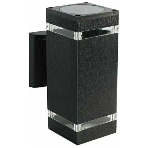 V-TAC Εξωτερικό Επιτοίχιο Φωτιστικό LED για 2xE27 Up-Down IP44 Τετράγωνο Μαύρο Σώμα 93574