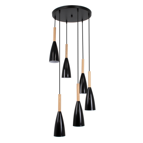 GLOBOSTAR® DILLON 00628 Μοντέρνο Κρεμαστό Φωτιστικό Οροφής με Ντουί 6 x E27 AC 220-240V IP20 - Μαύρο & Μπεζ - Μ52 x Π52 x Y130cm