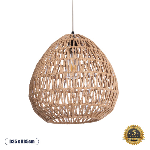 GLOBOSTAR® JENSON 00911 Boho Κρεμαστό Φωτιστικό Οροφής με Ντουί 1 x E27 AC 220-240V IP20 - Μπεζ - Μ35 x Π35 x Y35cm