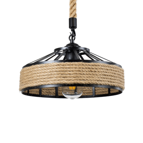 GLOBOSTAR® SAHARA 01146 Vintage Κρεμαστό Φωτιστικό Οροφής με Ντουί 1 x E27 AC 220-240V IP20 - Μαύρο & Μπεζ - Μ31 x Π31 x Υ14cm
