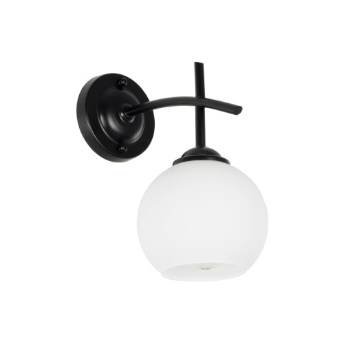 GloboStar® ISEN 01157 Μοντέρνο Επιτοίχιο Φωτιστικό Απλίκα Μονόφωτο 1 x E27 IP20 Μαύρο Μέταλλο με Λευκό Γυαλί - Μ25 x Π15 x Υ30cm