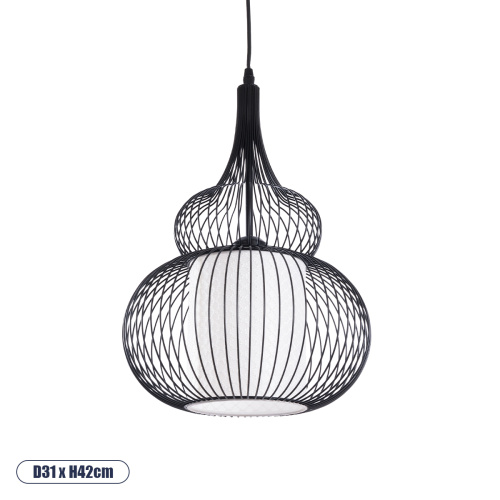 GLOBOSTAR® REA 01199 Μοντέρνο Κρεμαστό Φωτιστικό Οροφής με Ντουί 1 x E27 AC 220-240V IP20 - Μαύρο & Λευκό - Μ31 x Π31 x Υ42cm