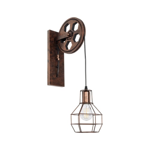 GloboStar® RYDON 01216 Vintage Επιτοίχιο Φωτιστικό Απλίκα Μονόφωτο 1 x E27 IP20 Χάλκινο Μέταλλο - Μ15 x Π30 x Υ60cm