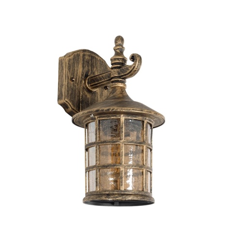GloboStar® PHAROS 01228 Vintage Επιτοίχιο Φωτιστικό Απλίκα Μονόφωτο 1 x E27 IP20 Mπρούτζινο Μέταλλο με Μελί Γυαλί - Μ17 x Π19 x Υ29cm