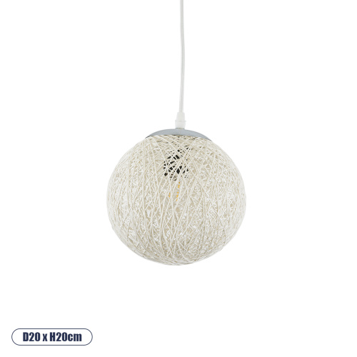GLOBOSTAR® OCEANA 01355 Boho Κρεμαστό Φωτιστικό Οροφής με Ντουί 1 x E27 AC 220-240V IP20 - Λευκό - Μ20 x Π20 x Υ20cm