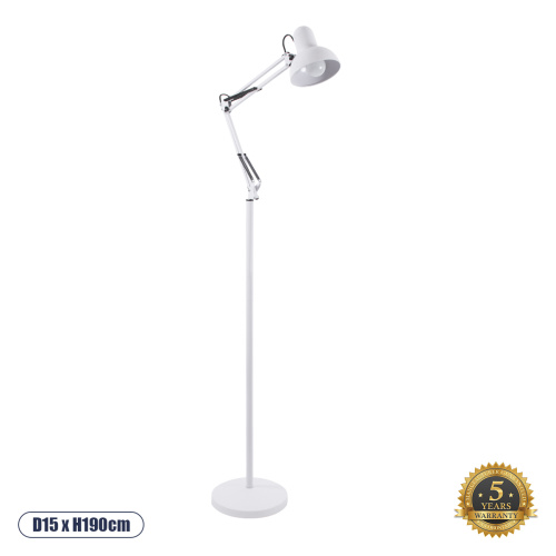 GloboStar® AUDREY 01471 Vintage Επιδαπέδιο Φωτιστικό Μονόφωτο 1 x E27 IP20 Λευκό Μέταλλο - Μ15 x Π15 x Υ190cm