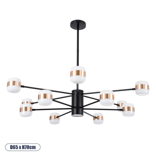 GloboStar® ORNATE 01553 Φωτιστικό Οροφής LED 104W lm 360° AC 220-240V IP20 Φυσικό Λευκό 4500k Μαύρο & Χάλκινο Μέταλλο με Λευκό Πλαστικό - Μ65 x Π65 x Υ70cm - 2 Xρόνια Εγγύηση