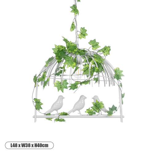 GloboStar® NEST 01641 Vintage Κρεμαστό Φωτιστικό Φιγούρα Μονόφωτο 1 x E27 IP20 Λευκό Μέταλλο με Πράσινο Πλαστικό - Μ48 x Π38 x Y40cm