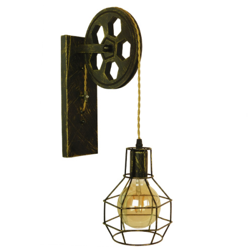 GloboStar® RYDON 01659 Vintage Επιτοίχιο Φωτιστικό Απλίκα Μονόφωτο 1 x E27 IP20 Μπρούτζινο Μέταλλο - Μ15 x Π24 x Y70cm