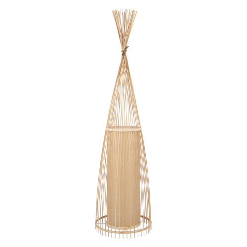 GloboStar® AZORES 01755 Boho Επιδαπέδιο Φωτιστικό Μονόφωτο 1 x E27 IP20 Μπεζ Ξύλο - Μ40 x Π40 x Υ150cm