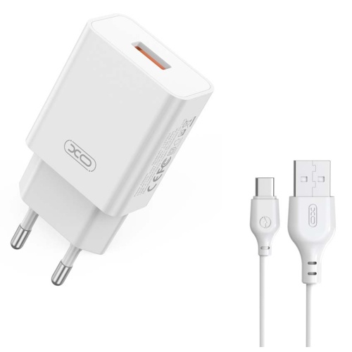 XO L127 USB-A QC18W Φορτιστής Γρήγορης Φόρτισης με Type-C Καλώδιο