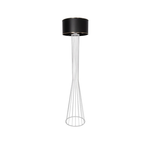 GloboStar® NOVA 201-0038 Μοντέρνο Επιδαπέδιο Φωτιστικό 1 x E27 IP20 Λευκό Μεταλλό με Μαύρο Ύφασμα - Μ36 x Π36 x Υ148cm