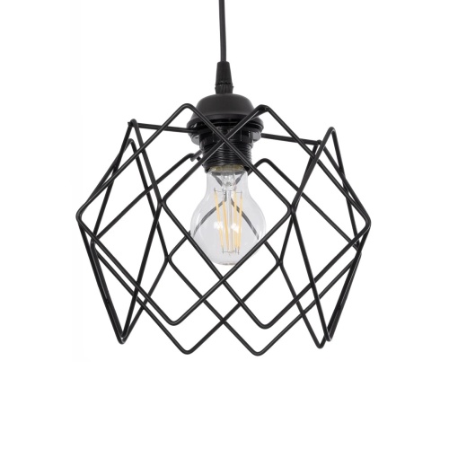 GloboStar® SOLON 201-0059 Μοντέρνο Κρεμαστό Φωτιστικό Πλέγμα Μονόφωτο 1 x E27 IP20 Μαύρο Μέταλλο - Μ24 x Π24 x Υ23cm