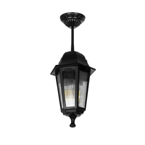GloboStar® VITRO 203-0189 Vintage Κρεμαστό Φωτιστικό Φαναράκι Μονόφωτο 1 x E27 IP44 Μαύρο Πλαστικό - Μ16 x Π16 x Υ48cm