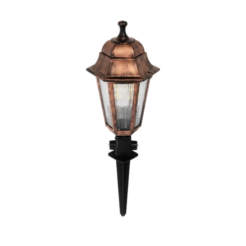 GloboStar® VITRO 203-0198 Vintage Καρφωτό Φωτιστικό Φαναράκι Μονόφωτο 1 x E27 IP44 Χάλκινο & Διάφανο Πλαστικό - Μ16 x Π16 x Υ51cm