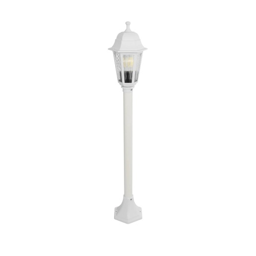GloboStar® VITRO 203-0202 Vintage Επιδαπέδιο Φωτιστικό Κολωνάκι Κήπου  Μονόφωτο 1 x E27 IP44 Λευκό & Διάφανο Πλαστικό - Μ16 x Π16 x Υ100cm