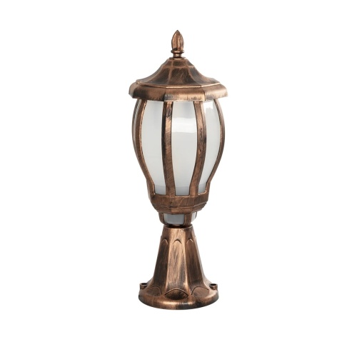 GloboStar® VERDI 203-0235 Vintage Επιδαπέδιο Φωτιστικό Φαναράκι Μονόφωτο 1 x E27 IP44 Χάλκινο & Διάφανο Πλαστικό - Μ17 x Π17 x Υ47cm