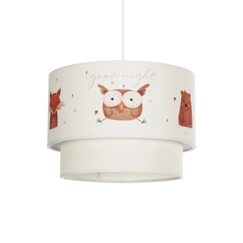 GloboStar® OWL 204-0001 Παιδικό Κρεμαστό Φωτιστικό Φιγούρα Μονόφωτο 1 x E27 IP20 Λευκό Ύφασμα - Μ30 x Π30 x Υ70cm