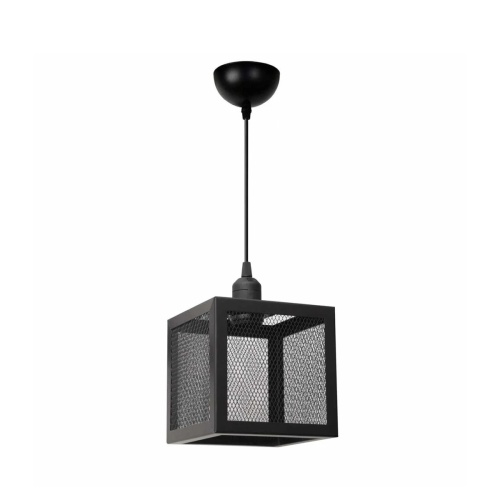 GloboStar® JAULA 204-0181 Μοντέρνο Κρεμαστό Φωτιστικό Οροφής Μονόφωτο 1 x E27 AC 220-240V IP20 Μαύρο - Μ17 x Π17 x Υ23cm