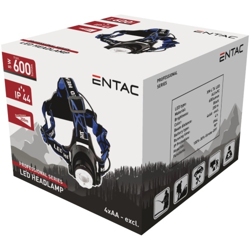 Entac Φακός Κεφαλής Zoom 5W Αλουμινίου