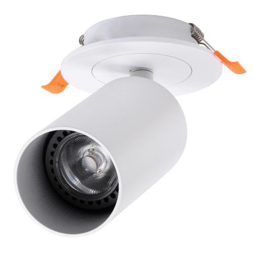 GloboStar® LEO 60351 Χωνευτό Κινούμενο Στρόγγυλο Φωτιστικό Σποτ Αλουμινίου με Ντουί GU10 AC 220-240V IP20 Φ9 x Υ17cm - Λευκό - 5 Years Warranty