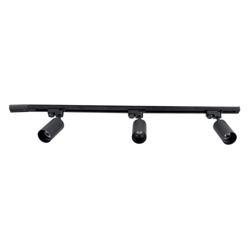 GloboStar® LEO 60355 Μοντέρνο Φωτιστικό Οροφής Ράγα Τρίφωτο 3 x GU10 IP20 Μαύρο Αλουμίνιο - Μ100 x Π6 x Υ20cm - 5 Χρόνια Εγγύηση