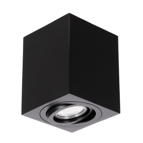 GloboStar® AKIRA 60621 Επιφανειακό Κινούμενο Τετράγωνο Φωτιστικό Σποτ Αλουμινίου με Ντουί GU10 AC 220-240V IP44 Μ8 x Π8 x Υ10cm - Μαύρο