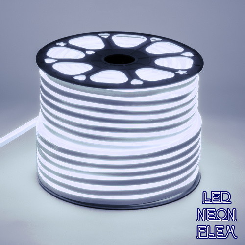 GloboStar® 70570 OVALE 120° Degree Neon Flex Epistar LED SMD 2835 1m 12W/m 120LED/m 1200lm/m 120° DC 230V Αδιάβροχη IP68 Ψυχρό Λευκό 6000K Dimmable